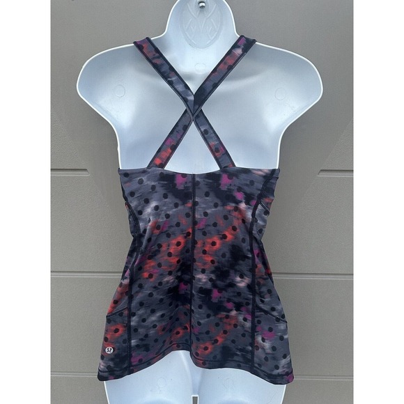 Lululemon Kanto Catch Me Tank Top Polka Dot Size 4 Windy Blooms Regal Plum Soft - Picture 7 of 10